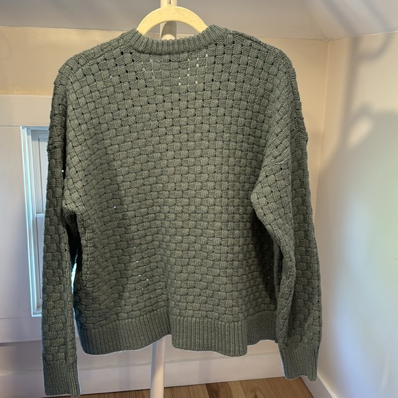 Madewell Basketweave-Stitch Sweater in Green, Size Medium - Picture 3 of 5